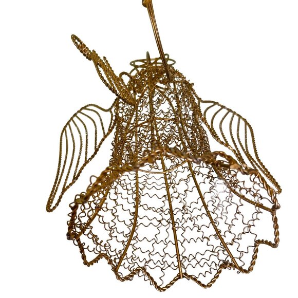 Christmas Angel Sculpture Gold Wire Figurine Holiday Decor Abstract Art 12" x 9" - Picture 8 of 8